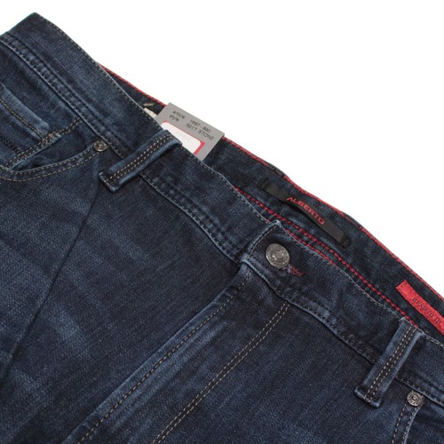Alberto NWT Jeans Size 38 US Modern Fit Solid Blue Cotton Blend Denim