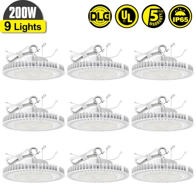 9PACK 200W UFO LED High Bay Light Industrial Warehouse Commercial LED Shop Light