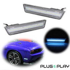 For 08-14 Dodge Challenger Reflector Front Ice Blue Led Side Marker Lights Clear For 08-14 Dodge Challenger Reflector Front Ice Blue Led Side Marker Lights Clear