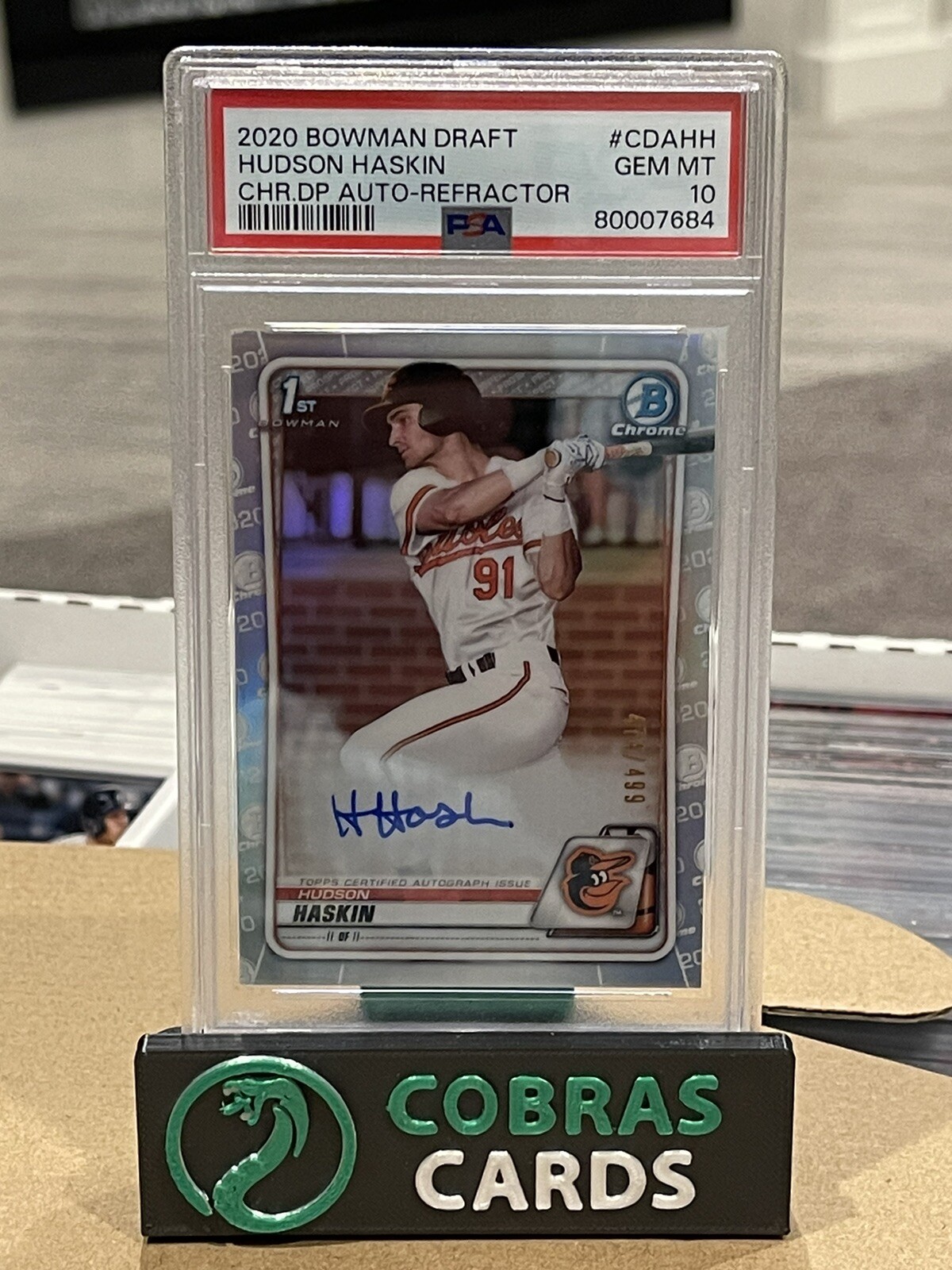 2020 1st Bowman Chrome ~ Hudson Haskin ~ Refractor 474/499 ~ PSA 10 ~ Auto