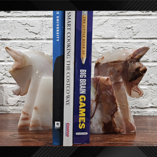 Marble Bookends Horse Head for home office and mantel decor gift for book lovers