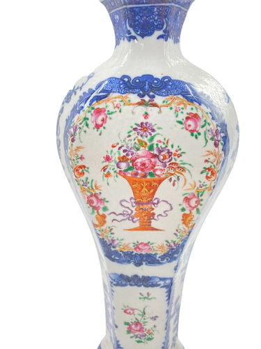 18th C Qianlong Famille Rose Chinese Export Pair 11 1/2 Inch Vases - Picture 5 of 14