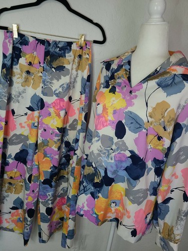 Ensemble de pantalons vintage années 1960 Tori Richard Honolulu, rétro 2 pièces large jambe pantalon floral - Photo 12/12
