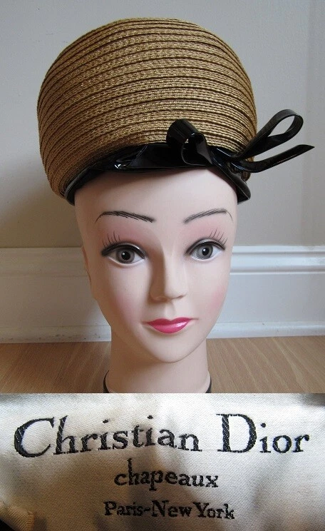 Rare chapeau CHRISTIAN DIOR VINTAGE ANNÉES 1960 designer CHAPEAUX Paris NY joli état !