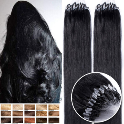 DIY Loop Micro Ring Link Hair Extensions Russian Remy Human Hair Micro Beads Tip
