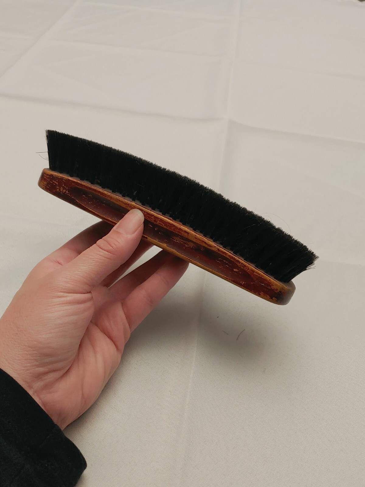 Vintage Shoe Shine Brush Wooden Horse Hair Gem