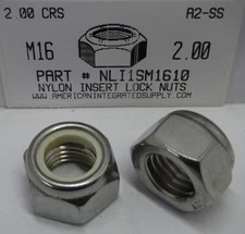 M16-2.00 HEX NYLON INSERT LOCKNUT A2 STAINLESS STEEL D985 (5)