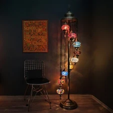 Turkish Floor Lamp, Moroccan Lighting, Mosaic Authentic Turkish Lantern, Asylove