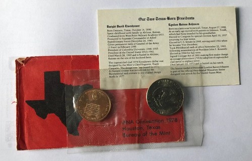 1978 A.N.A. Convention Souvenir Eisenhower Dollar & L.B.J. Bronze Token Set - Picture 12 of 12