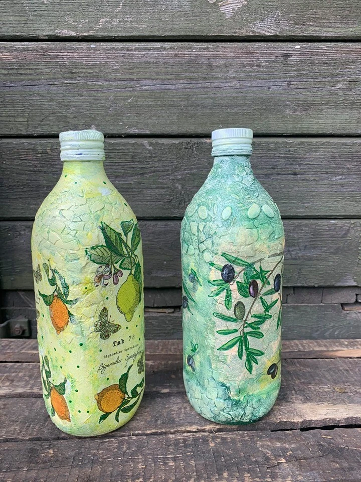 Set Olive oil Bottle for Kitchen Home decor Glass Decorative Lemon kitchen decor