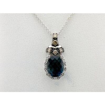 LeVian 14K Weißgold Blautopas Schokolade Diamant 2,22 cts 18'' Anhänger Halskette