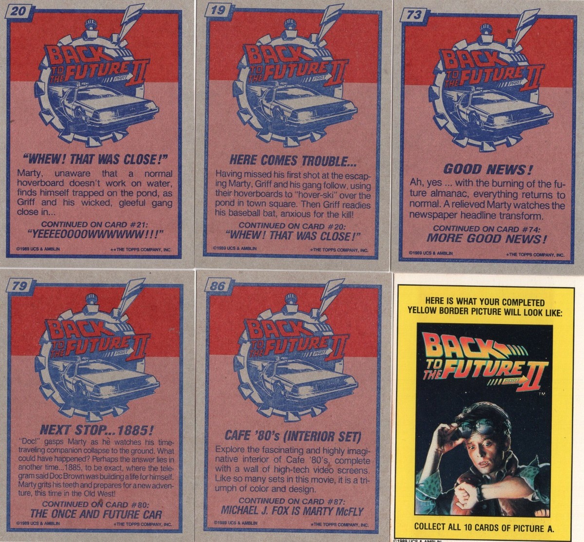 1989 Topps Back To The Future II Movie Trading Cards & Stickers