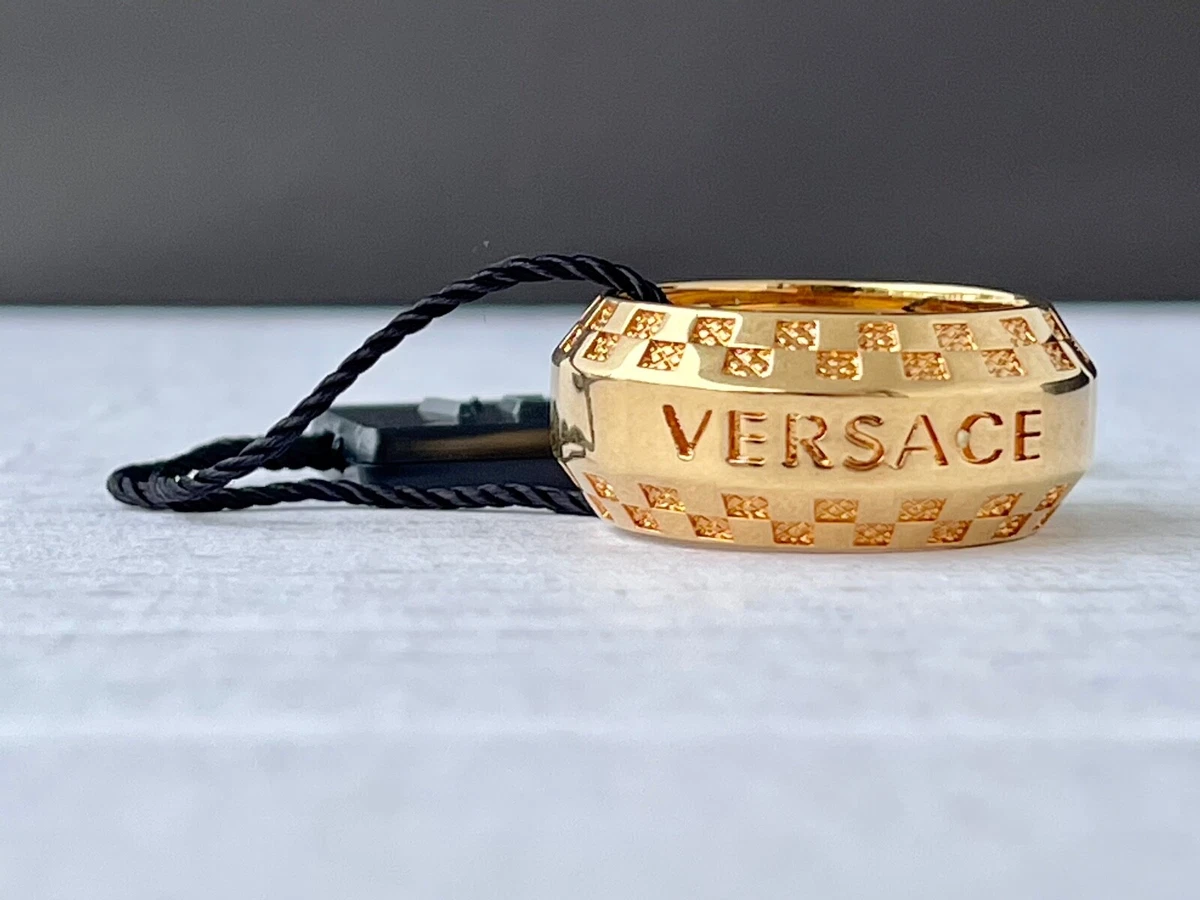 VERSACE Gold Plated Medusa Classic Ring Bands US Size 8.5-9 Italy 19 NWT