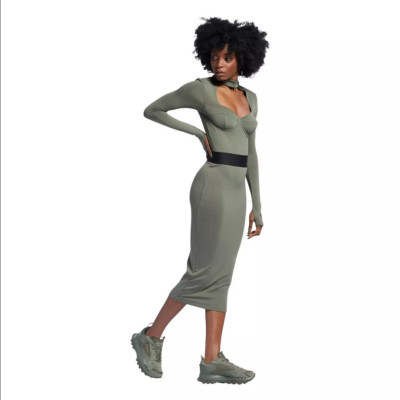 Reebok Cardi B Rib Skirt Green-Women's Size L