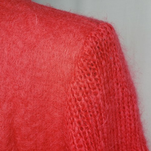 Sybil Connolly Dublin Large Cardigan Sweater Vintage Coral Pink Mohair Pockets - Picture 4 of 7