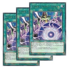 Yugioh - Cyber Energy Shock x 3 - 1st Edition Rare NM - Plus Free Holo Card