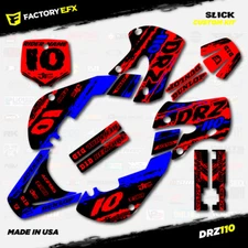 Red Black Blue Slick Racing Graphics Kit fits Suzuki DRZ110 All years Decals 03+