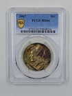 1967 50C PCGS MS64 End of Roll Toned Kennedy Half Dollar
