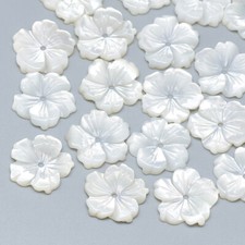 10Pcs Natural White Mother of Pearl Flower Shell Beads Jewelry Making 13.5x14mm