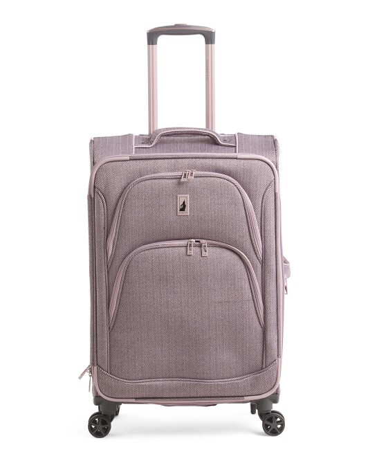 LONDON FOG 24in Purple Expandable Soft Case Spinner Suitcase Free Shipping NWT