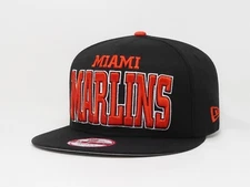 New Era 9Fifty Men Women Cap MLB Miami Marlins Black Orange Solid Snapback Hat