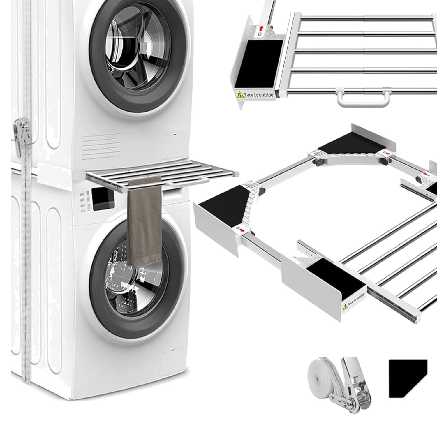 Adjustable Stacking Kit for 21-29 Inch Washers Dryers with Sliding Shelf