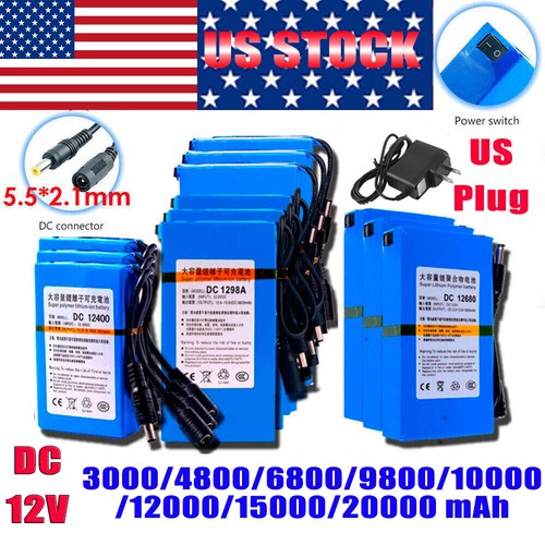 DC 12V Rechargeable Lithium-ion Battery Portable Battery Pack w ...
