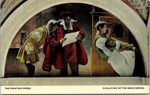 Printing Press Book Series John Alexander Mural Painting Library Dc Postcard