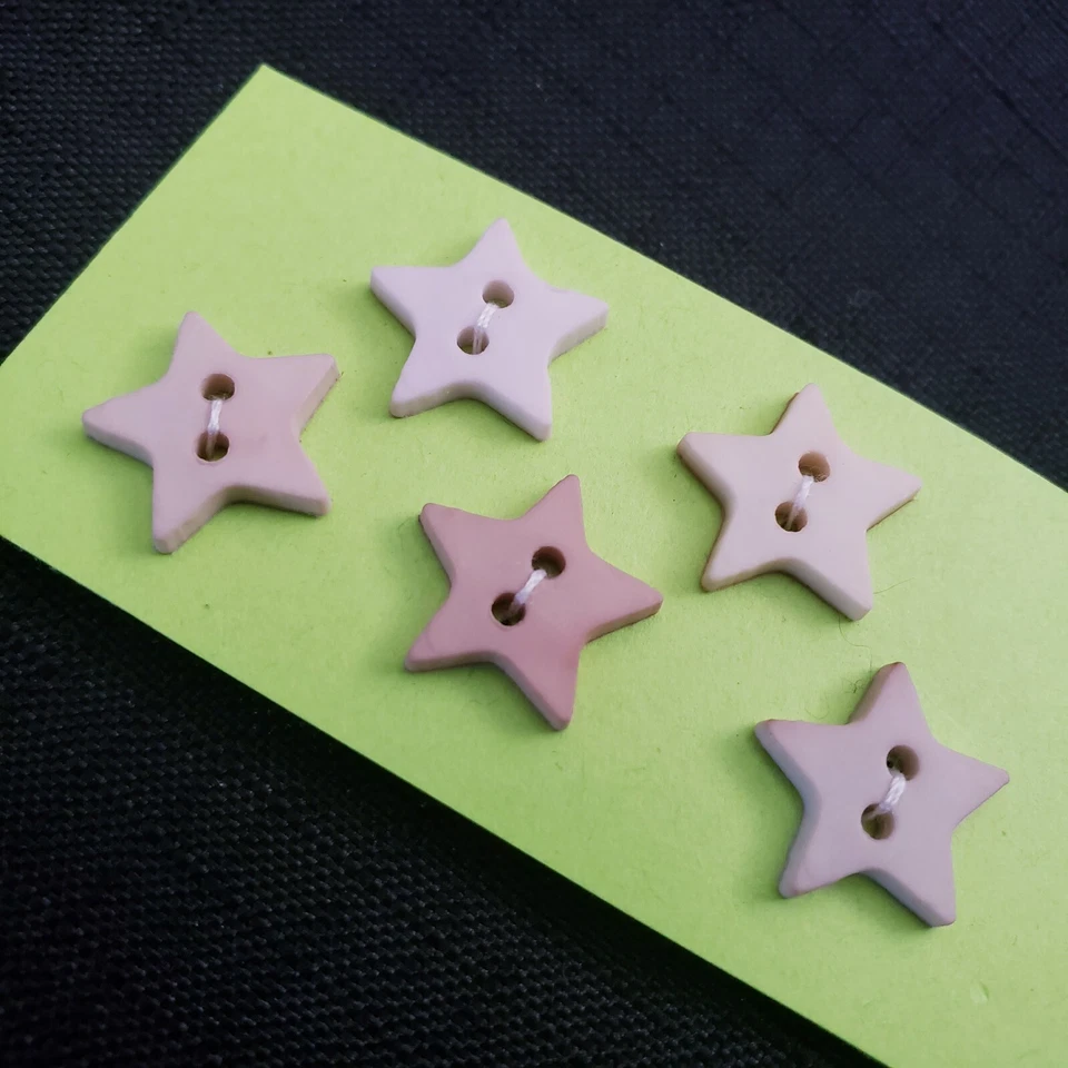 5x Vintage 15mm Star 2-Hole Flat Buttons Novelty Beige Sand Vanilla Cream Colors - Image 2 of 4