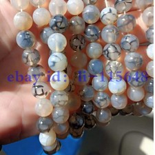 10mm Black White Dragon Veins Agate Onxy Gemstone Round Loose Beads 15" Strand