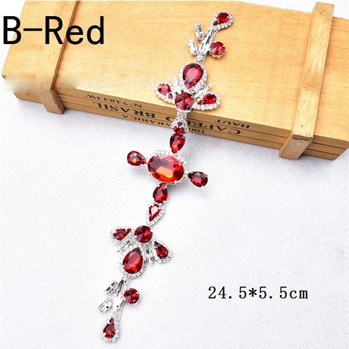 Shiny Rhinestone Applique Crystal Diamante Floral Chain Trimming Sew On Decor - Picture 21 of 26