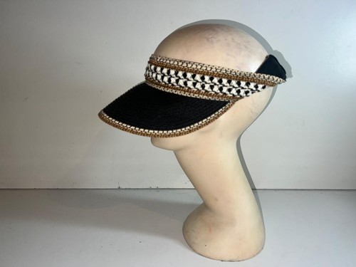 Girls Kids Black Mix Wide Brim Visor Cap Hat Adjustble Summer Sun Hat OLS-HT001 - Picture 3 of 5
