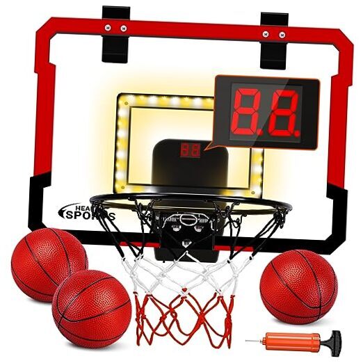 Basketball Hoop Indoor for Kids, Over The Door LED Scoreboard