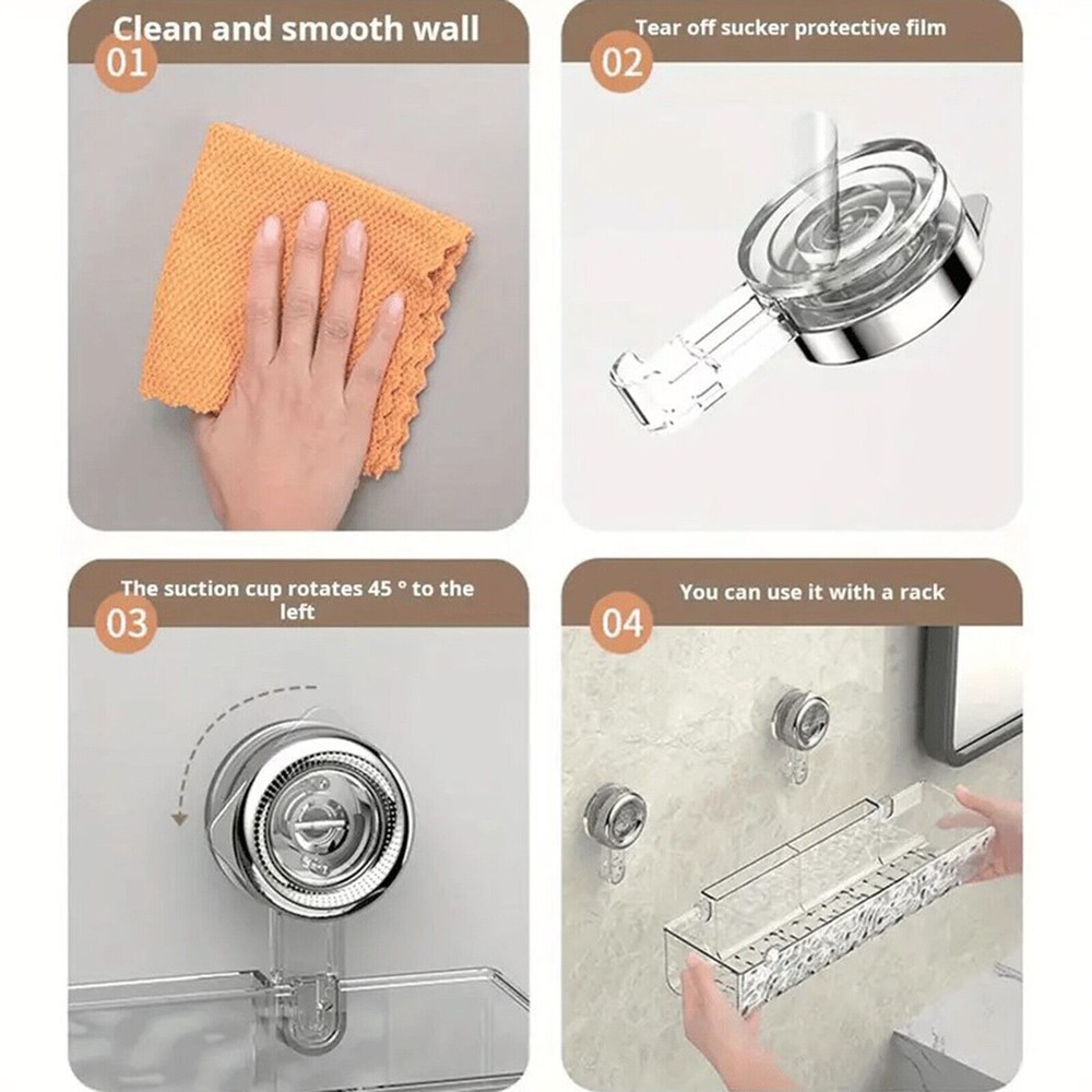 Suction Cup Shower Caddy No Drill Organizer Shelf Storage Rack