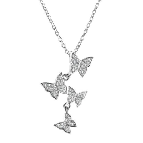 Dainty Four for Butterfly Pendant Necklace Minimalist Jewelry for Daily - Picture 1 of 8