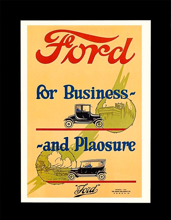 Vintage Poster Manifesto Locandina Pubblicitaria Automobili Ford