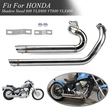 Shortshots Staggered Exhaust Pipes For Honda VT600C Shadow VLX600 VLX400 VT400