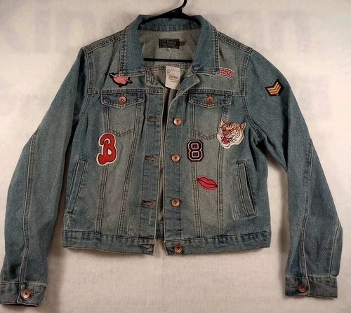 CI SONO Jacket Women's Extra Large Medium Wash Patchwork Denim Festival 