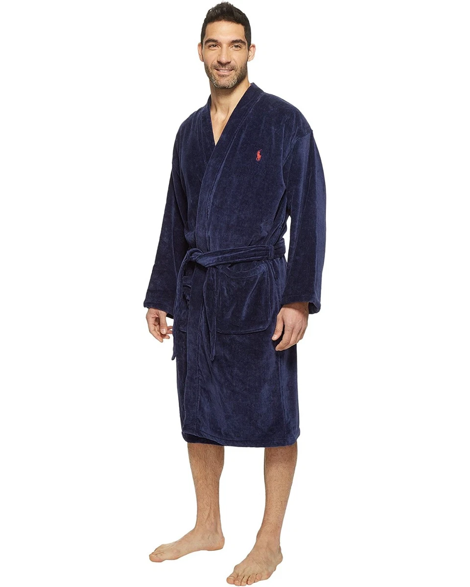 Polo Ralph Lauren B6813 Mens Blue Sleepwear Cotton Kimono Velour
