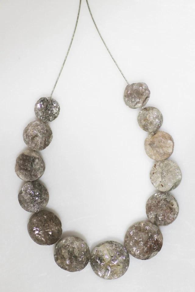 13 Pcs. 7.0 to 4.5 MM natural loose round (button) Shape rough diamond beads - Image 2 of 4