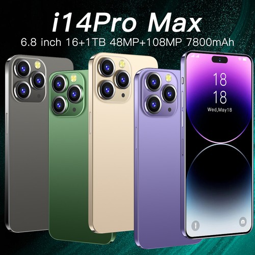 New Unlock Dual SIM I14 Pro MAX Smartphone Android Large Screen 6.8in 16GB+1TB - Afbeelding 7 van 17