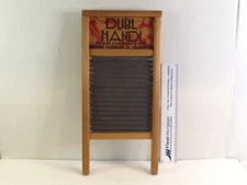 Vintage Small 18" x 8-1/2" Columbus Washboard CO. DUBL HANDI Washboard.