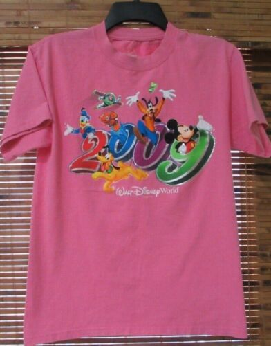 Disney 2009 Donald & Pluto shirt small adult pink graphics tee used
