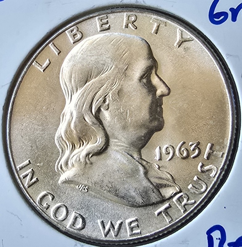 1963-D 50C Franklin Half Dollar. Uncirculated BU-- Proof-like