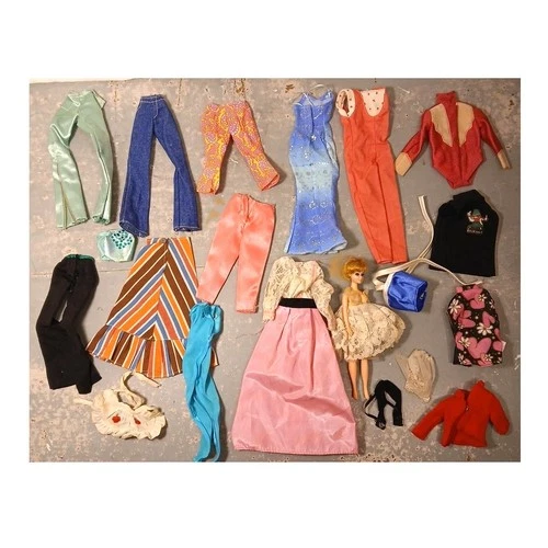 Vintage Barbie Lot of 20 Clothes Jeans Tops Sweaters Jackets Dresses Accessories