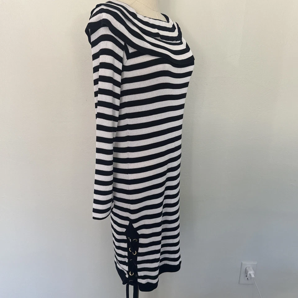 Vestido Sonia Rykiel Paris a Rayas Talla M Manga Larga Hasta la Rodilla Nuevo con Etiquetas $755🔥 Foto 3 de 4