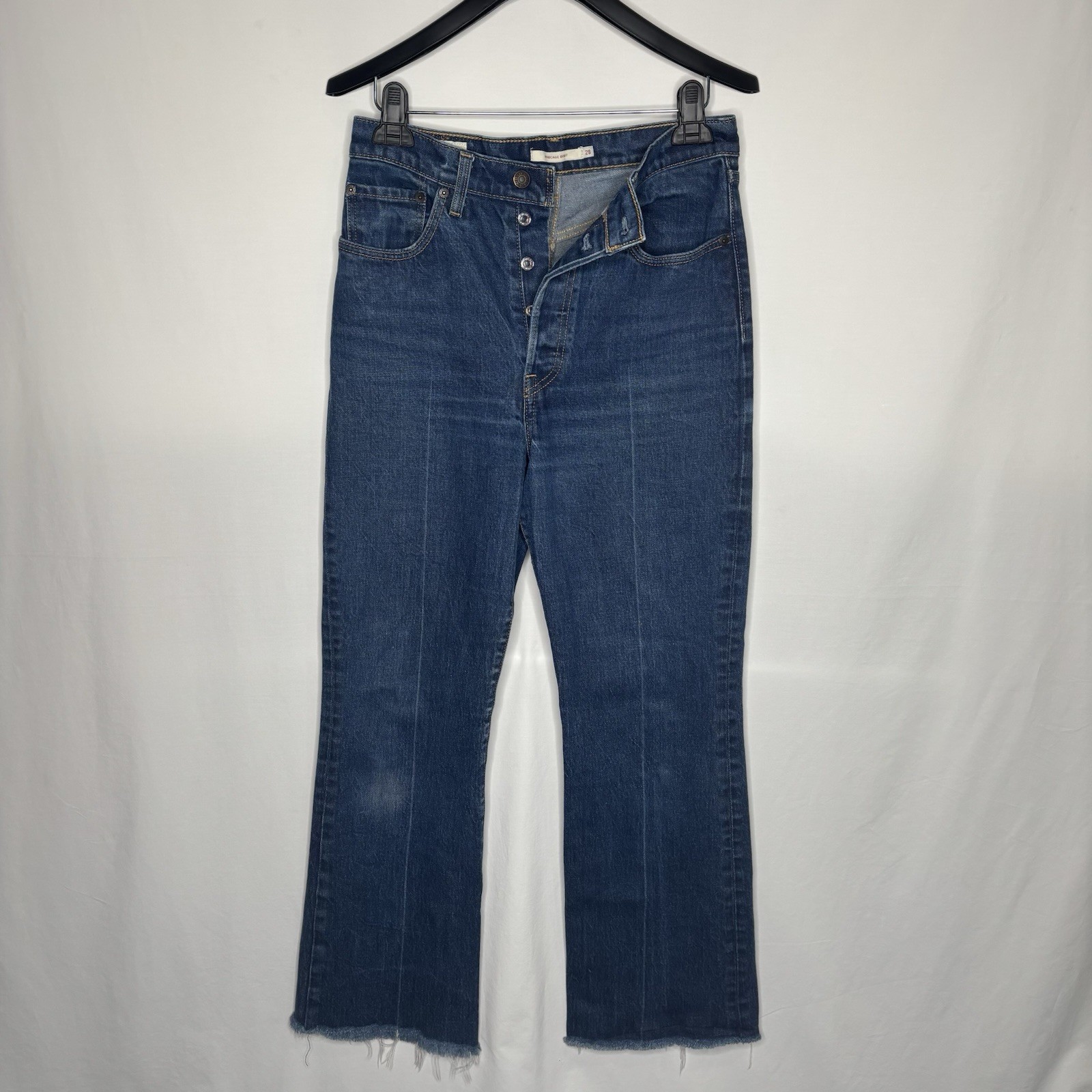 Levi's Premium Ribcage Boot Jeans Womens 28 Dark High Rise Buttonfly READ