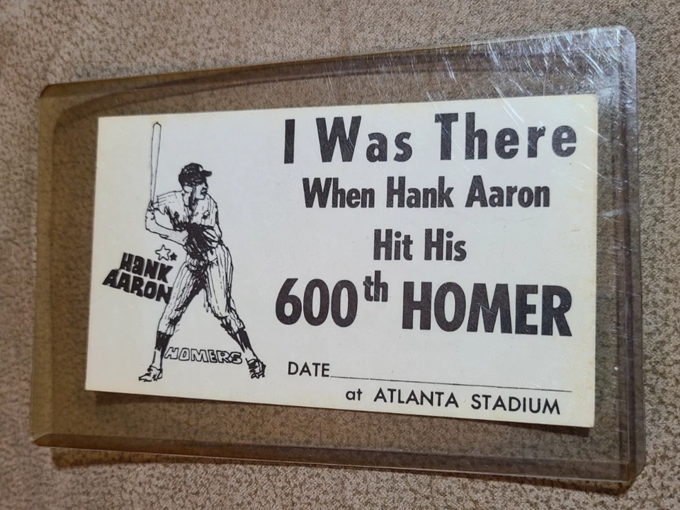 Tarjeta de estadio de béisbol I Was There Hank Aaron Hits 600 jonrones Atlanta Braves MLB Foto 3 de 4