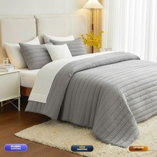 Hisnug Gray King Size Quilt Bedding Set Reversible Lightweight Bed Spreads