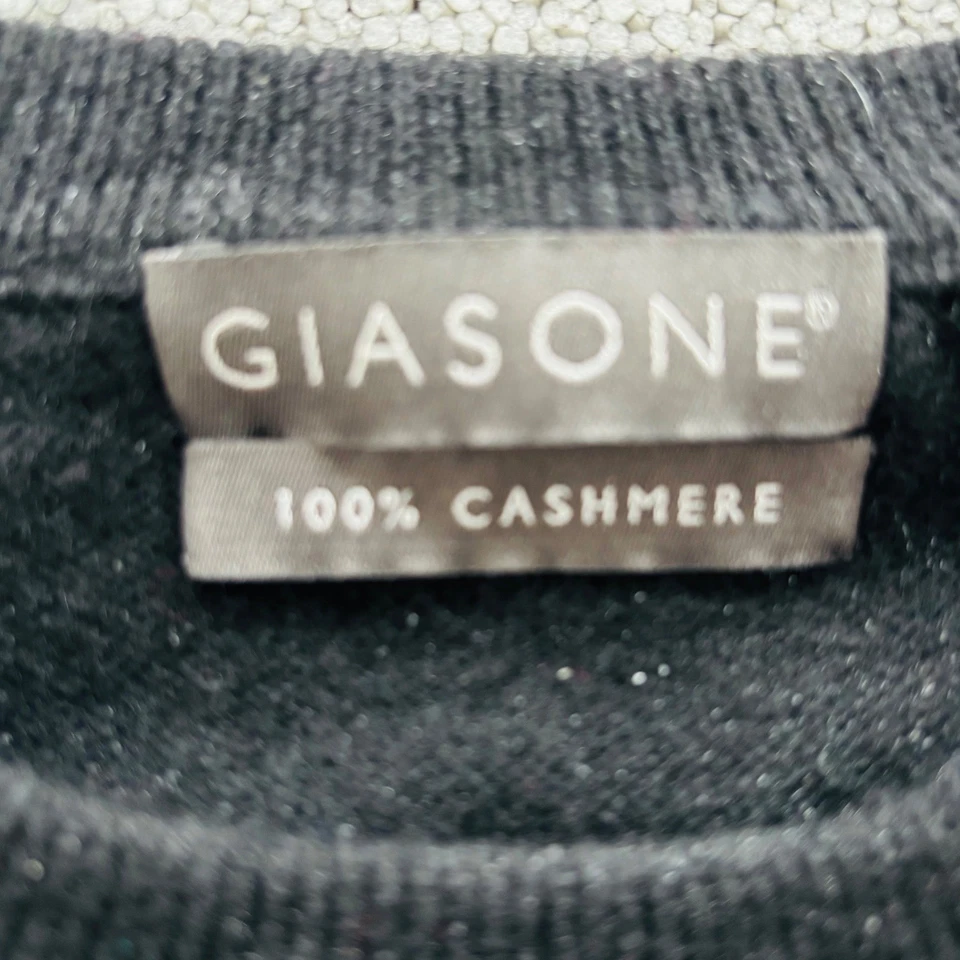 GIASONE Mens 100 Percent Cashmere Argyle Crewneck Sweater XL Black Blue Grey - Image 2 of 4